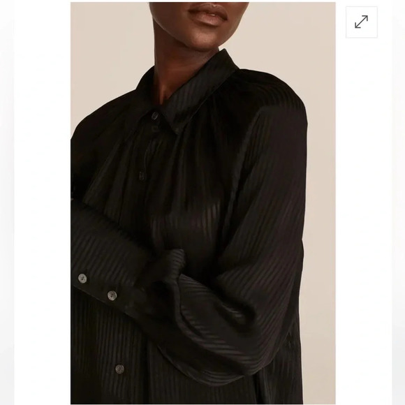 Rebecca Taylor Black Long Sleeve Shadow Stripe Blouse Size Small - Picture 2 of 9